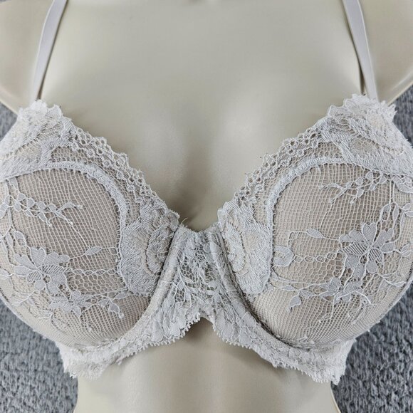 Victorias Secret Bra Womens 36D White Dream Angels Lined Demi Lace Underwire - Picture 4 of 16